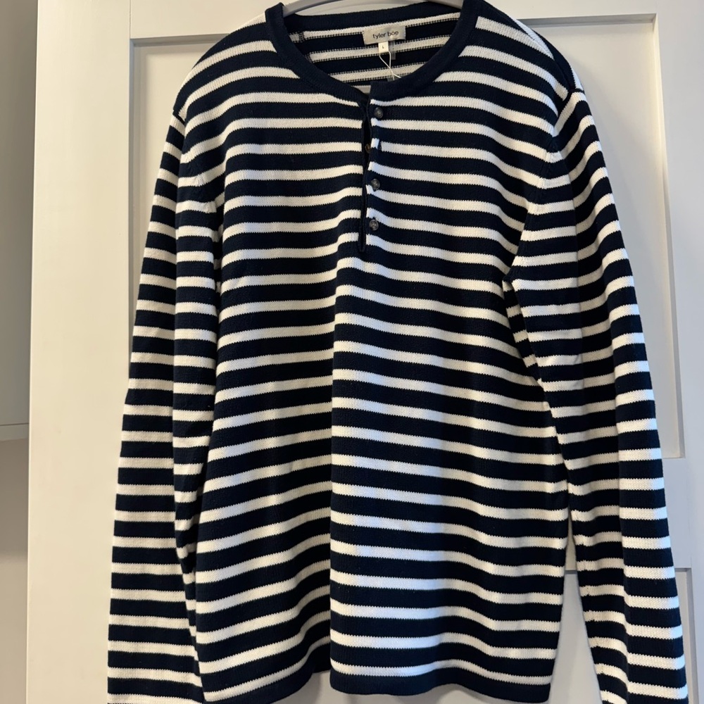 NWT Tyler Boe Navy and White Striped sweater